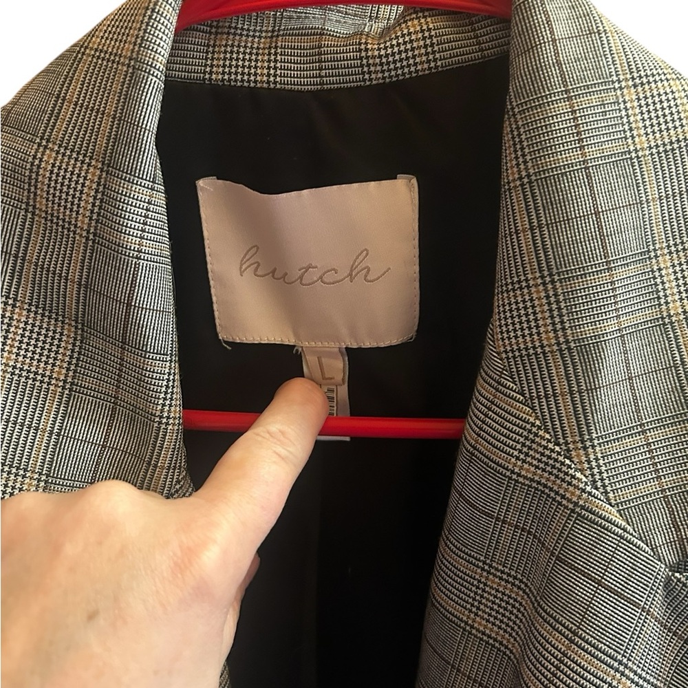 Anthropologie Hutch Glen Plaid Dbl Breasted Black and White Checkered Blazer euc - Picture 5 of 9